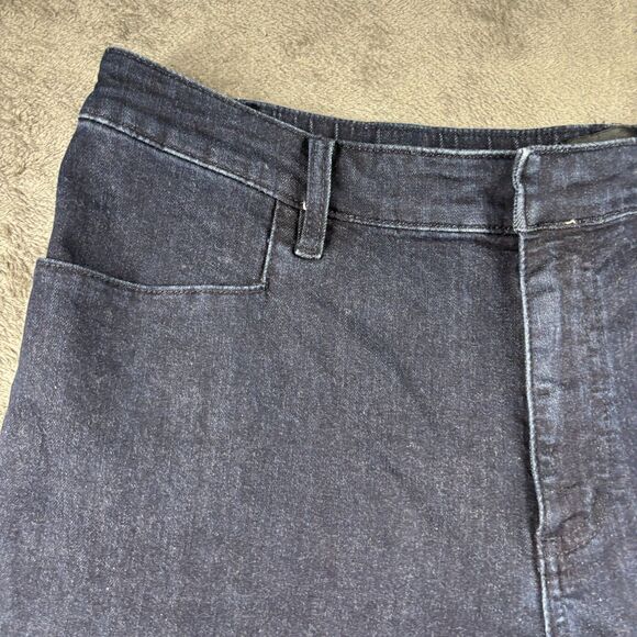 Susan Graver Women Jeans Bootcut Dark Wash Elastic Waist Stretch 16P Short C186 - Picture 2 of 12